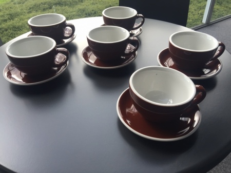 ACME Latte Cup & Saucers Brown