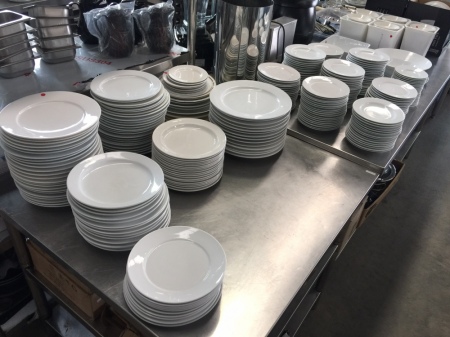 Assorted White Plates (from a Commercial Caterer)