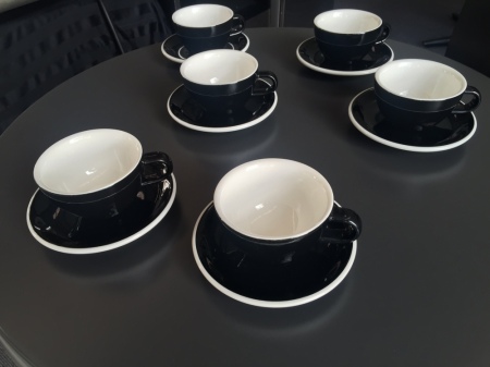 ACME Cappuccino Cup & Saucers, Black 