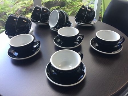 ACME Latte Cup & Saucers, Black