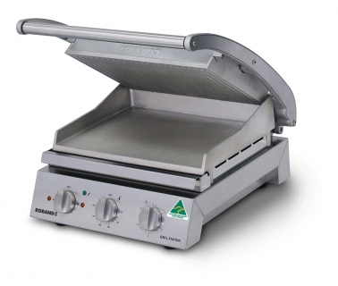 Roband Grill Station GSA610R with Ribbed Top Plate & Smooth Bottom Plate 6 Slice Capacity
