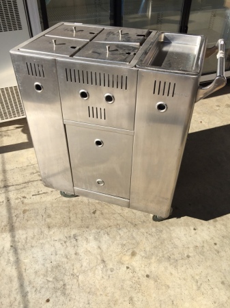 Mobile LPG Bain Marie, 4 pan overall dimensions: 780 x 430 x 870mm h 